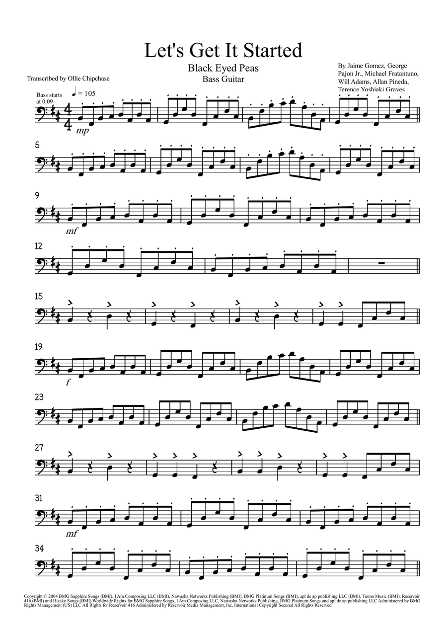 Let's Get It Started Acoustic Guitar scores gallery preview page 1