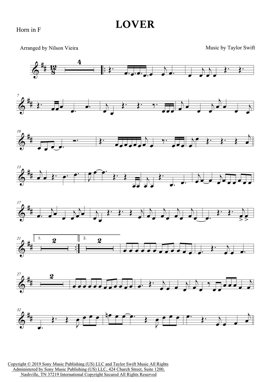 Lover Piano scores gallery preview page 1