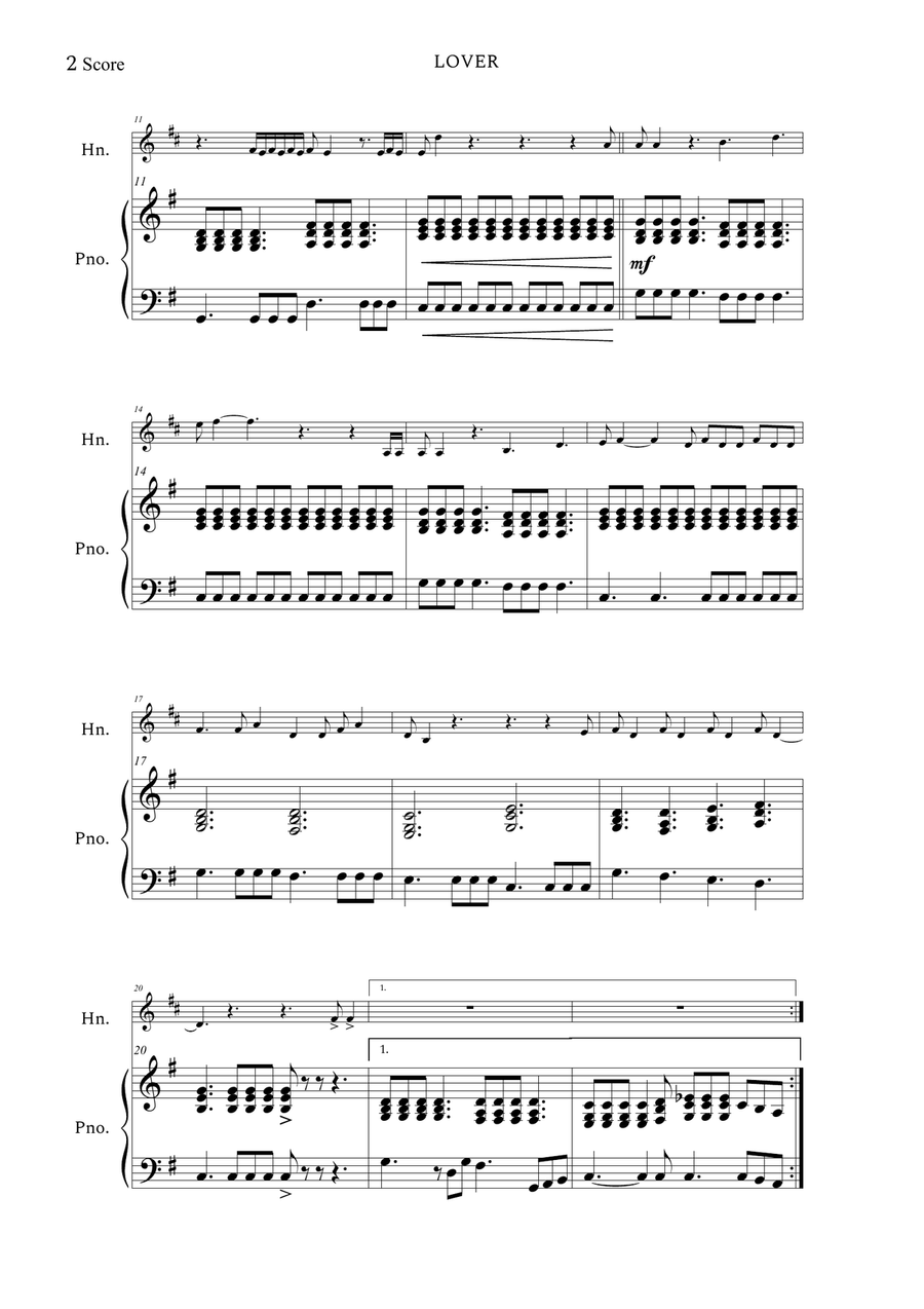 Lover Piano scores gallery preview page 4