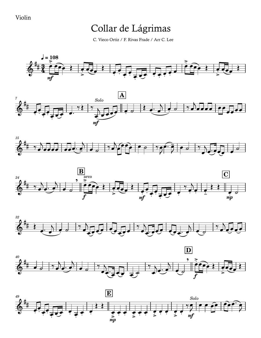 Collar de Lágrimas Collar de Lágrimas String Trio scores gallery preview page 1