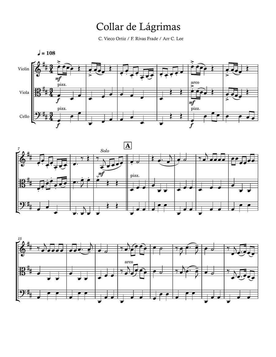 Collar de Lágrimas Collar de Lágrimas String Trio scores gallery preview page 3