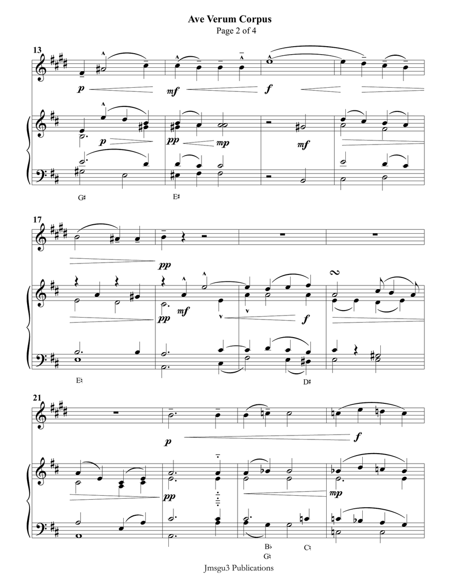 Mozart: Ave Verum Corpus for Clarinet & Harp Chamber Music scores gallery preview page 2