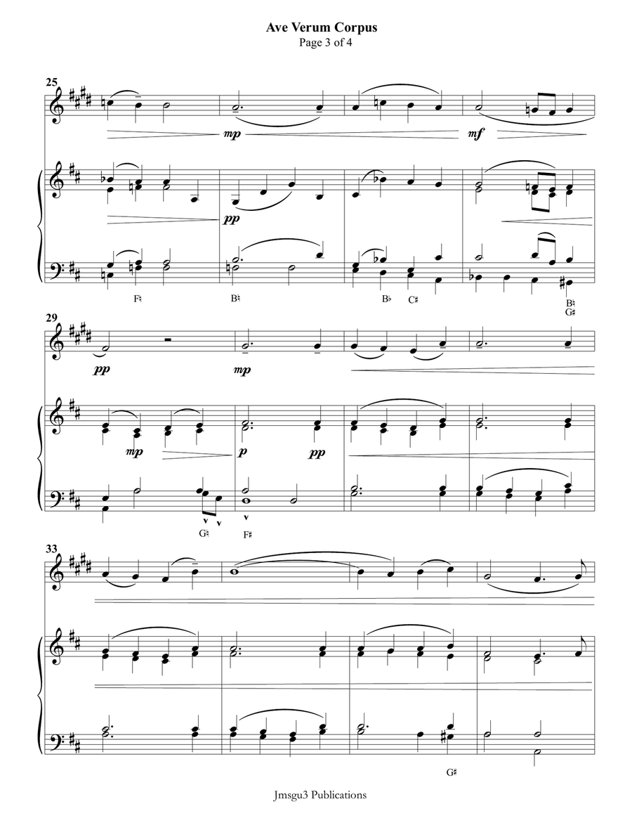 Mozart: Ave Verum Corpus for Clarinet & Harp Chamber Music scores gallery preview page 3
