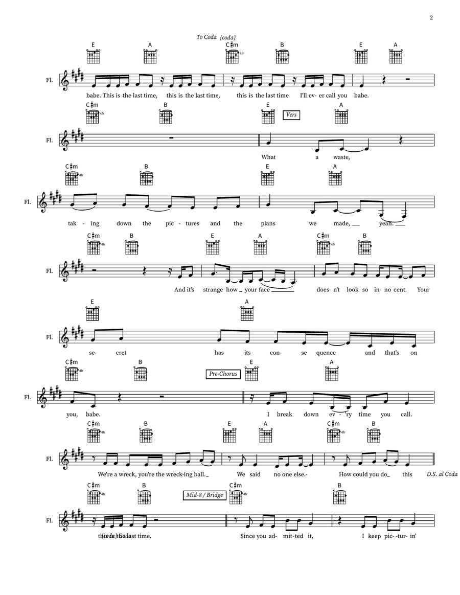 Babe (Feat. Taylor Swift) Flute Solo scores gallery preview page 2