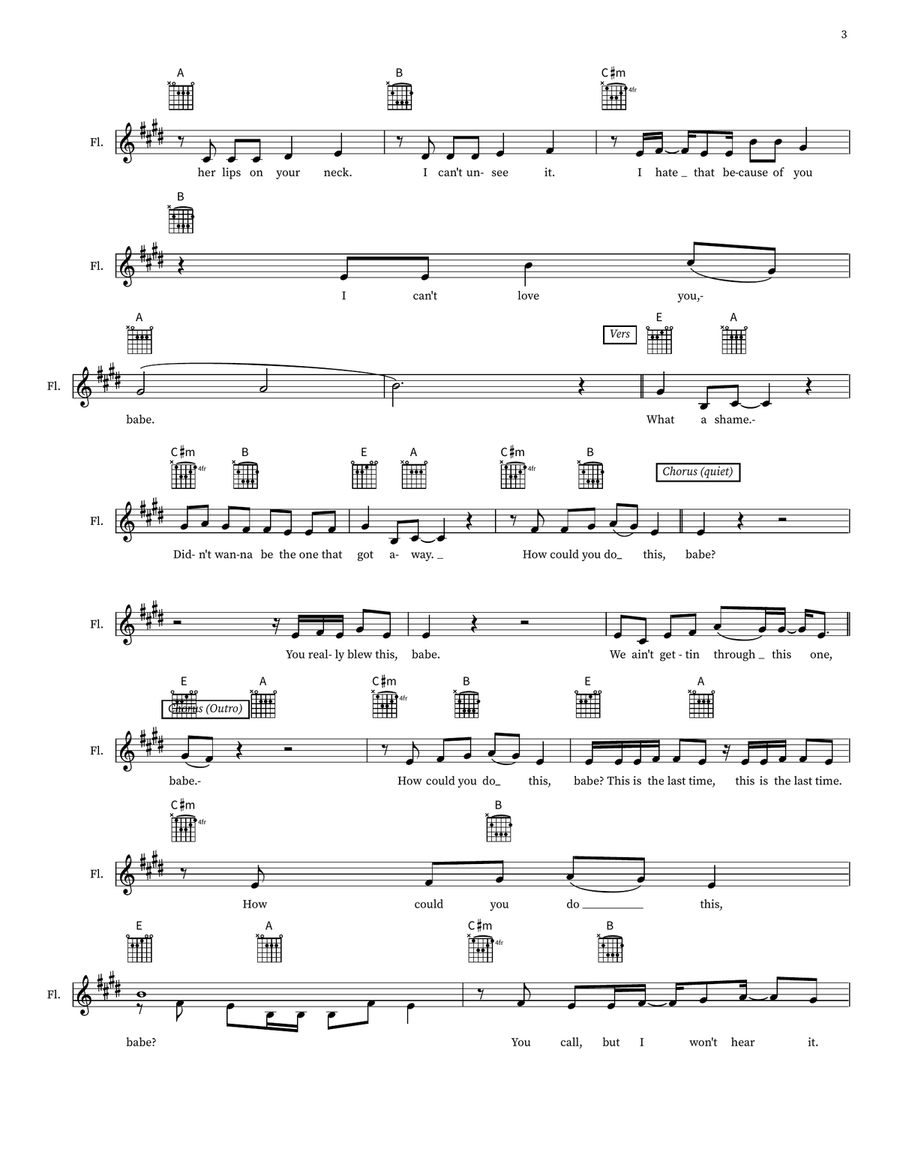 Babe (Feat. Taylor Swift) Flute Solo scores gallery preview page 3