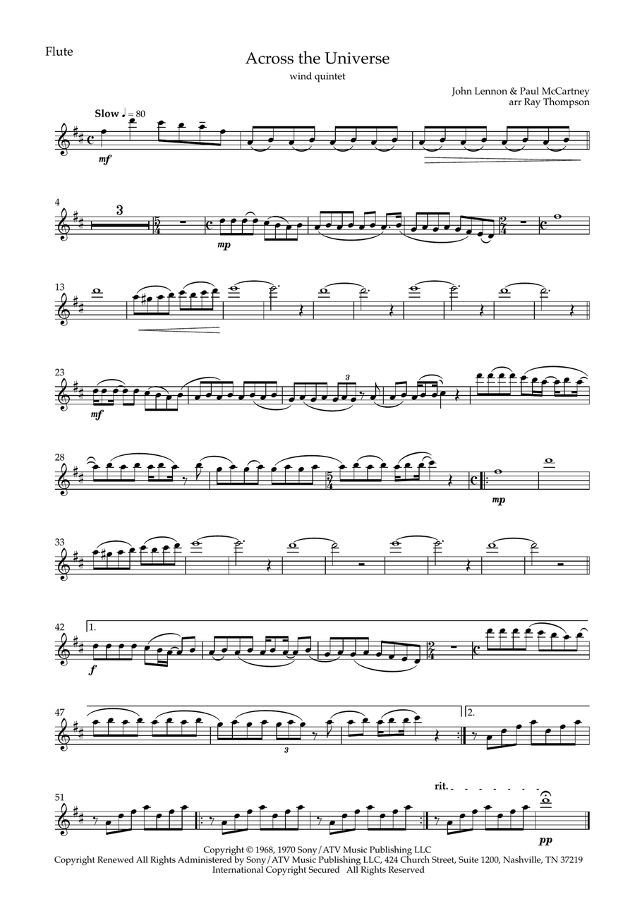 Across The Universe Across The Universe Woodwind Quintet scores gallery preview page 5