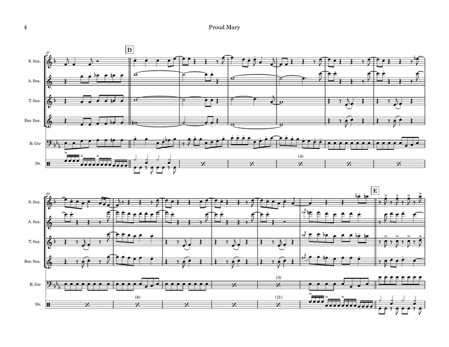 Pretty Little Angel Eyes Saxophone Quartet scores gallery preview page 4