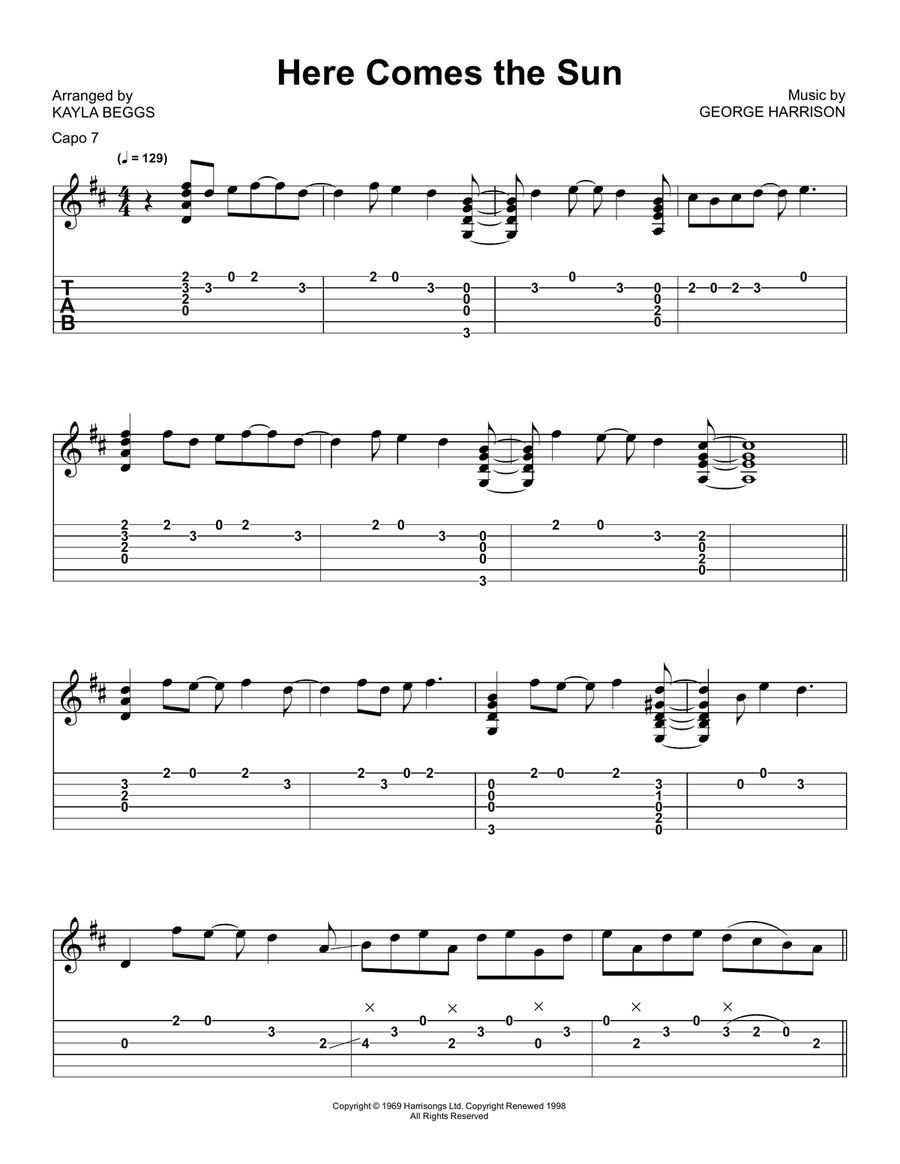 Here Comes The Sun Here Comes The Sun Acoustic Guitar scores gallery preview page 1