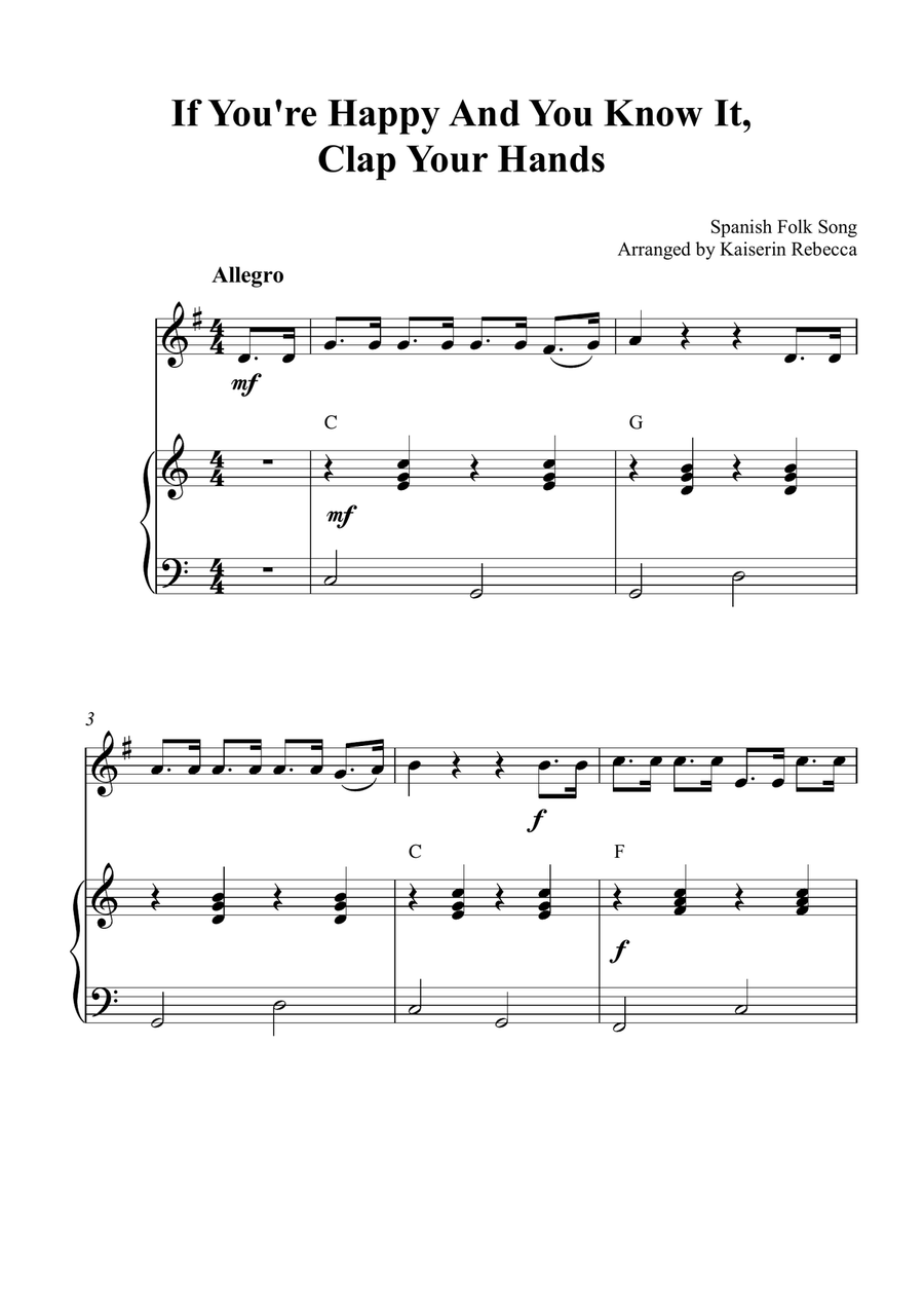 If You're Happy And You Know It, Clap Your Hands English Horn scores gallery preview page 1