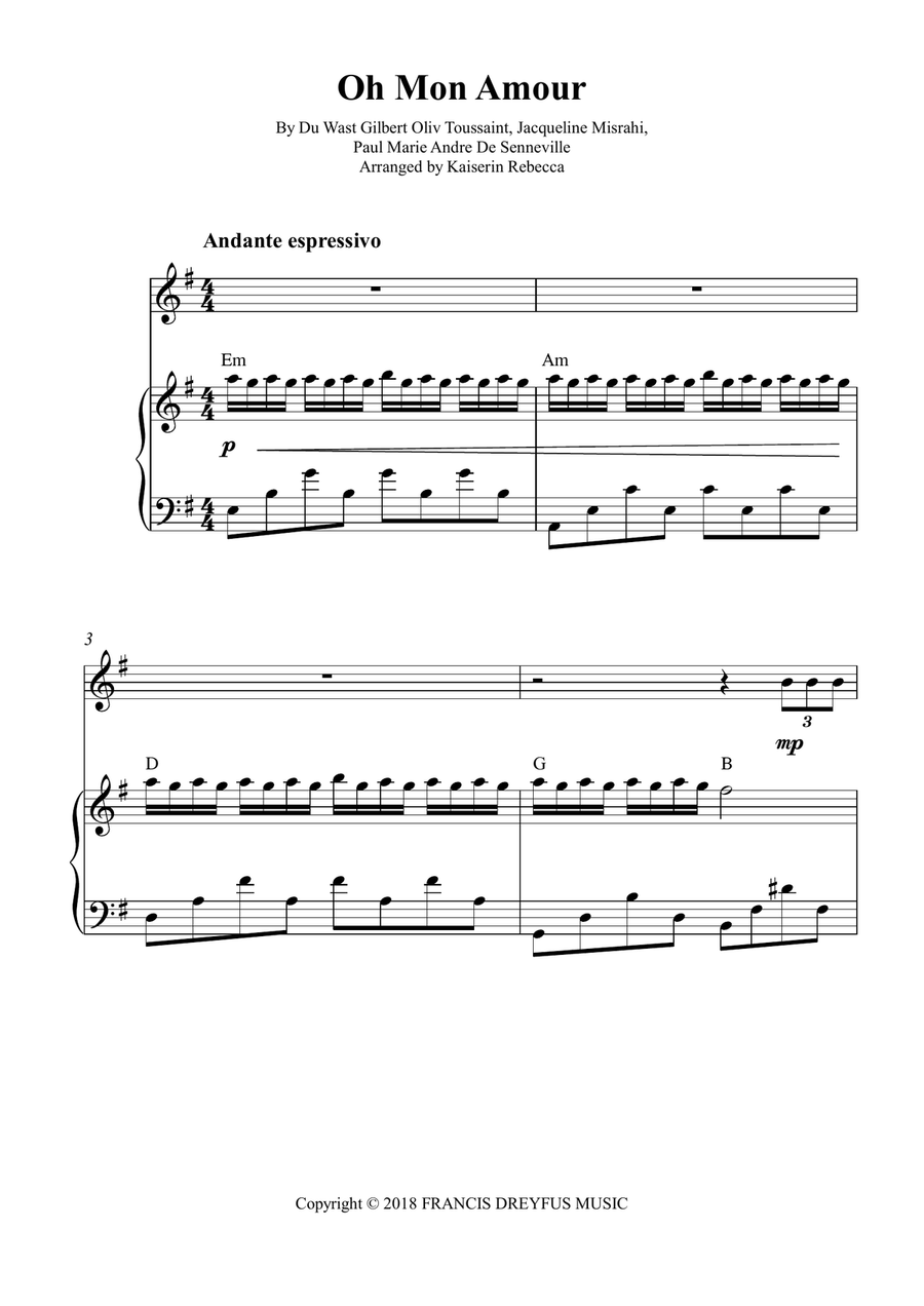 Oh Mon Amour Oh Mon Amour Flute Solo scores gallery preview page 1