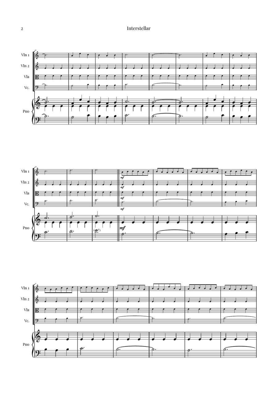 Interstellar Piano Quintet scores gallery preview page 2