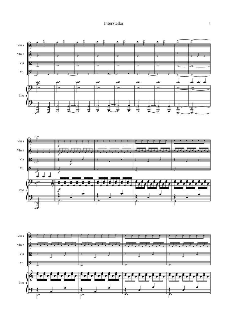 Interstellar Piano Quintet scores gallery preview page 5
