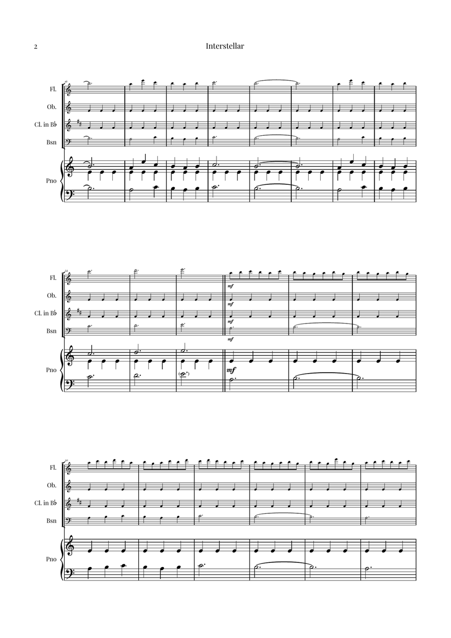 Interstellar Woodwind Quartet scores gallery preview page 2