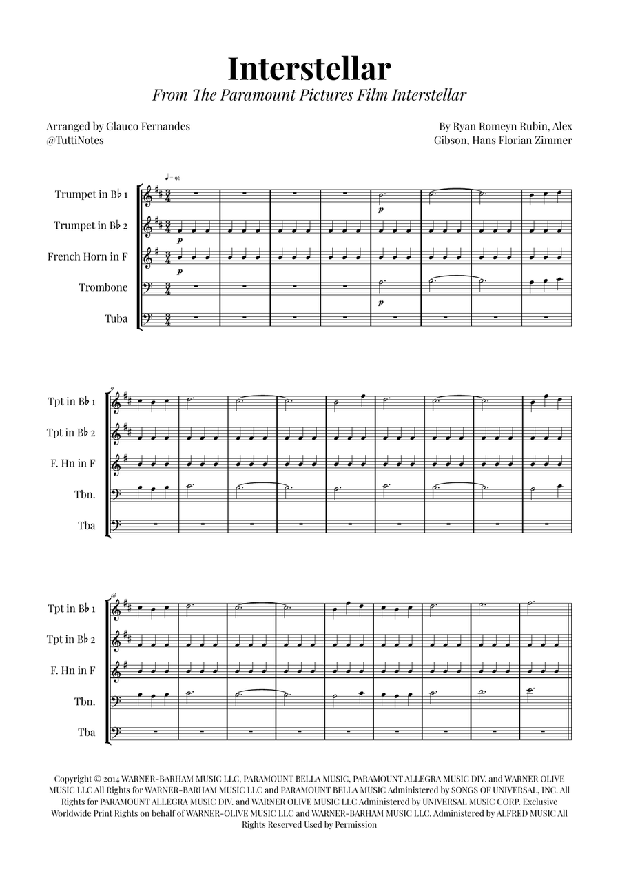Interstellar Brass Quintet scores gallery preview page 1