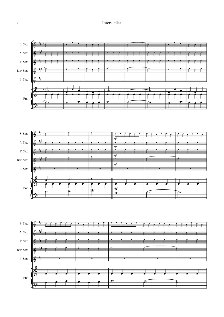 Interstellar Saxophone Quintet scores gallery preview page 2