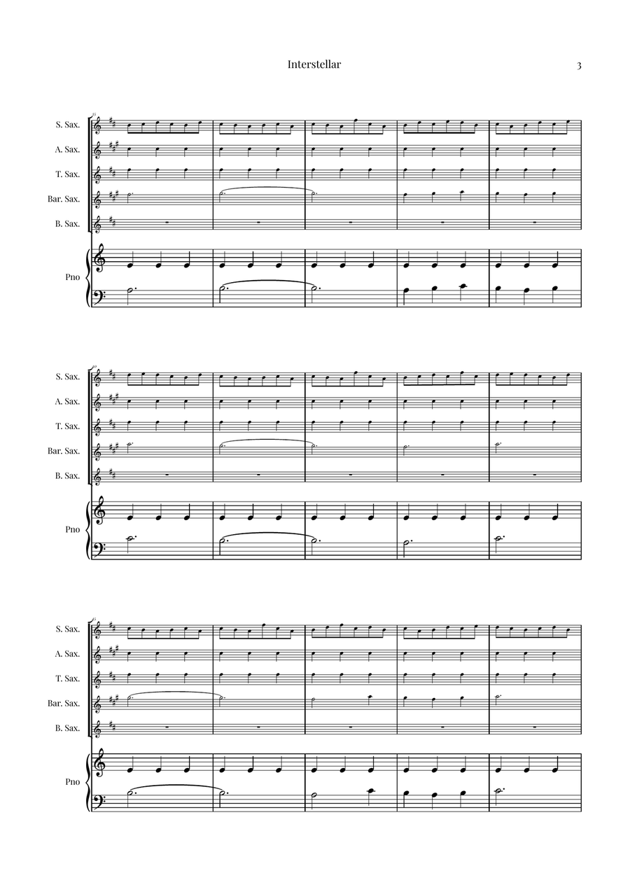 Interstellar Saxophone Quintet scores gallery preview page 3