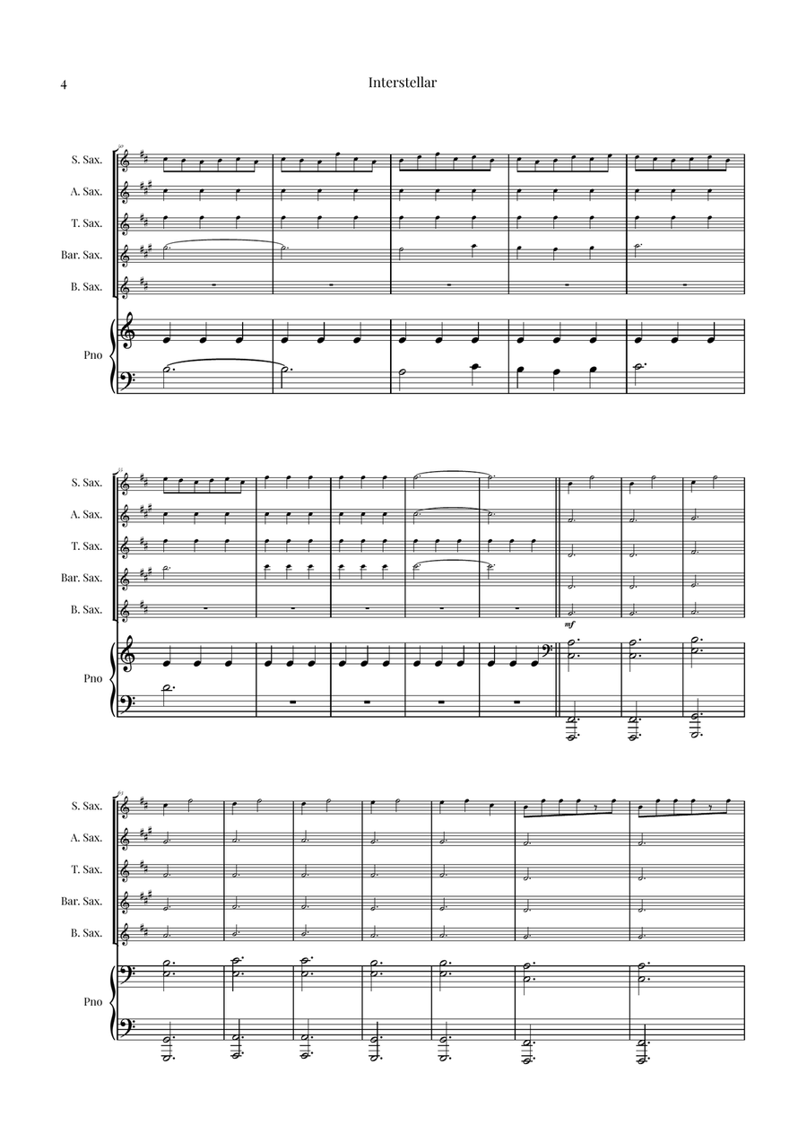 Interstellar Saxophone Quintet scores gallery preview page 4