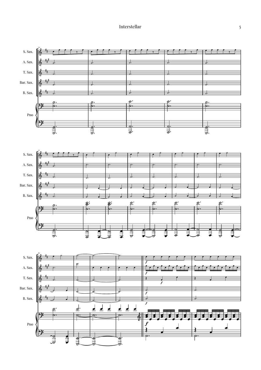 Interstellar Saxophone Quintet scores gallery preview page 5