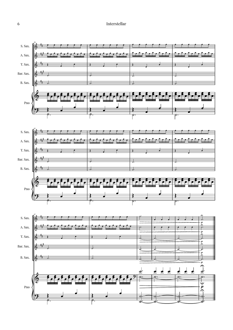 Interstellar Saxophone Quintet scores gallery preview page 6