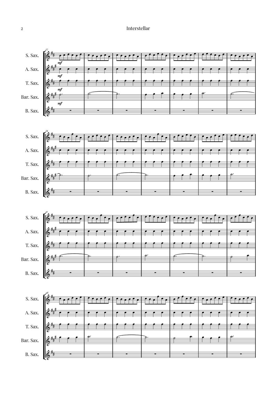 Interstellar Saxophone Quintet scores gallery preview page 2