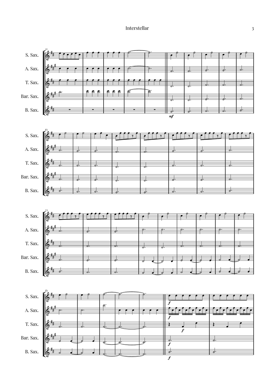 Interstellar Saxophone Quintet scores gallery preview page 3