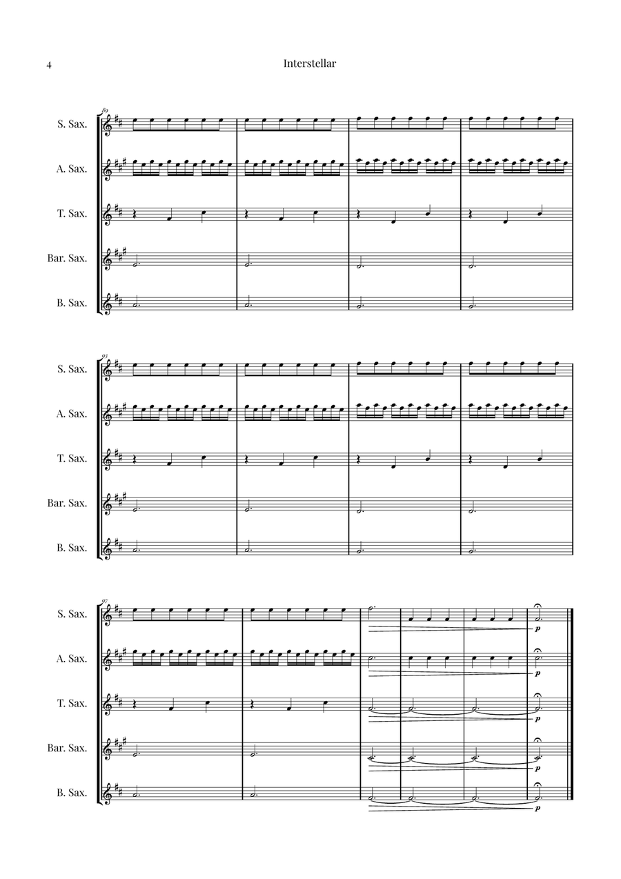 Interstellar Saxophone Quintet scores gallery preview page 4