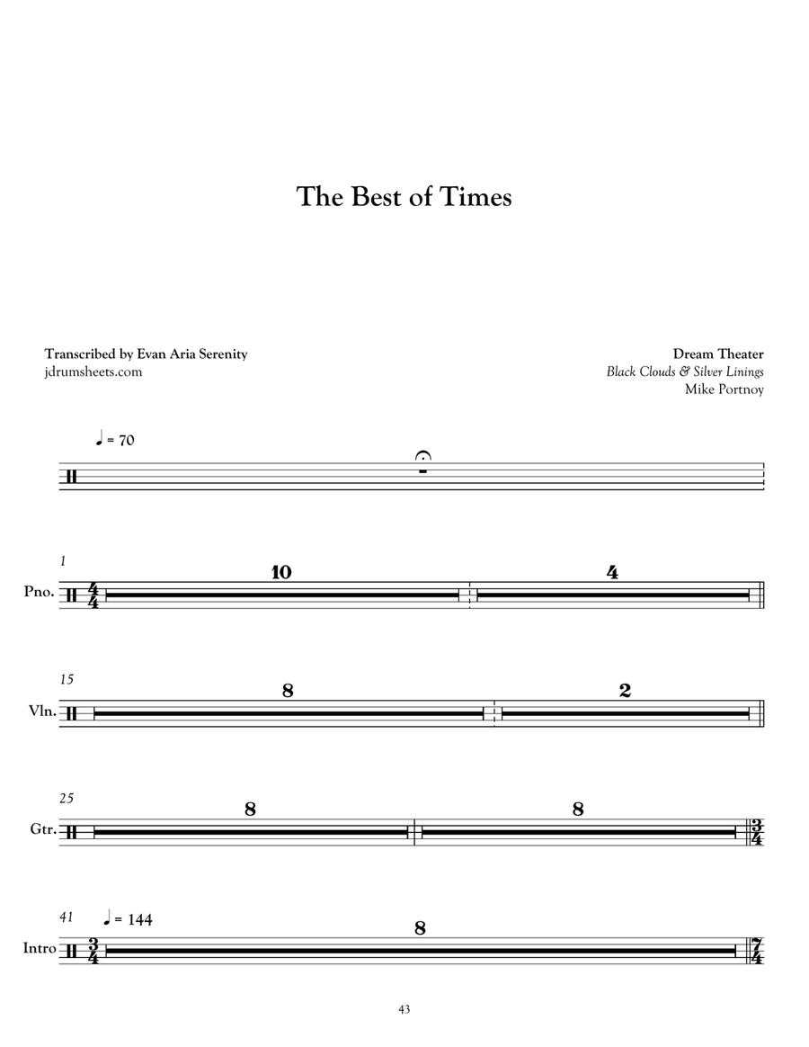 The Best Of Times The Best Of Times Drum Set scores gallery preview page 1
