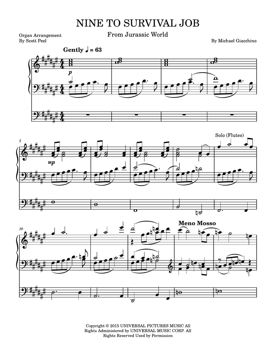 Nine To Survival Job Nine To Survival Job Organ Solo scores gallery preview page 1