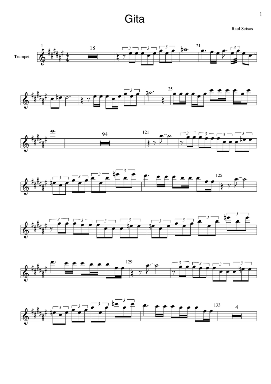 Gita Gita B-Flat Trumpet scores gallery preview page 1