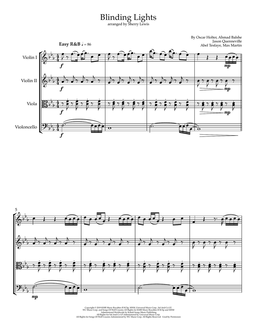 Blinding Lights Blinding Lights String Quartet scores gallery preview page 3