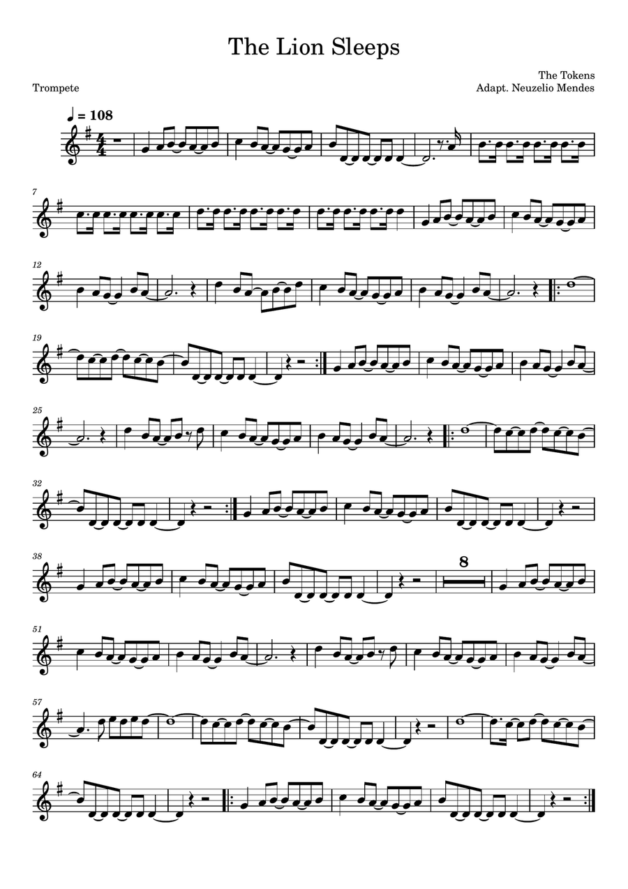 The Lion Sleeps Tonight The Lion Sleeps Tonight B-Flat Trumpet scores gallery preview page 1