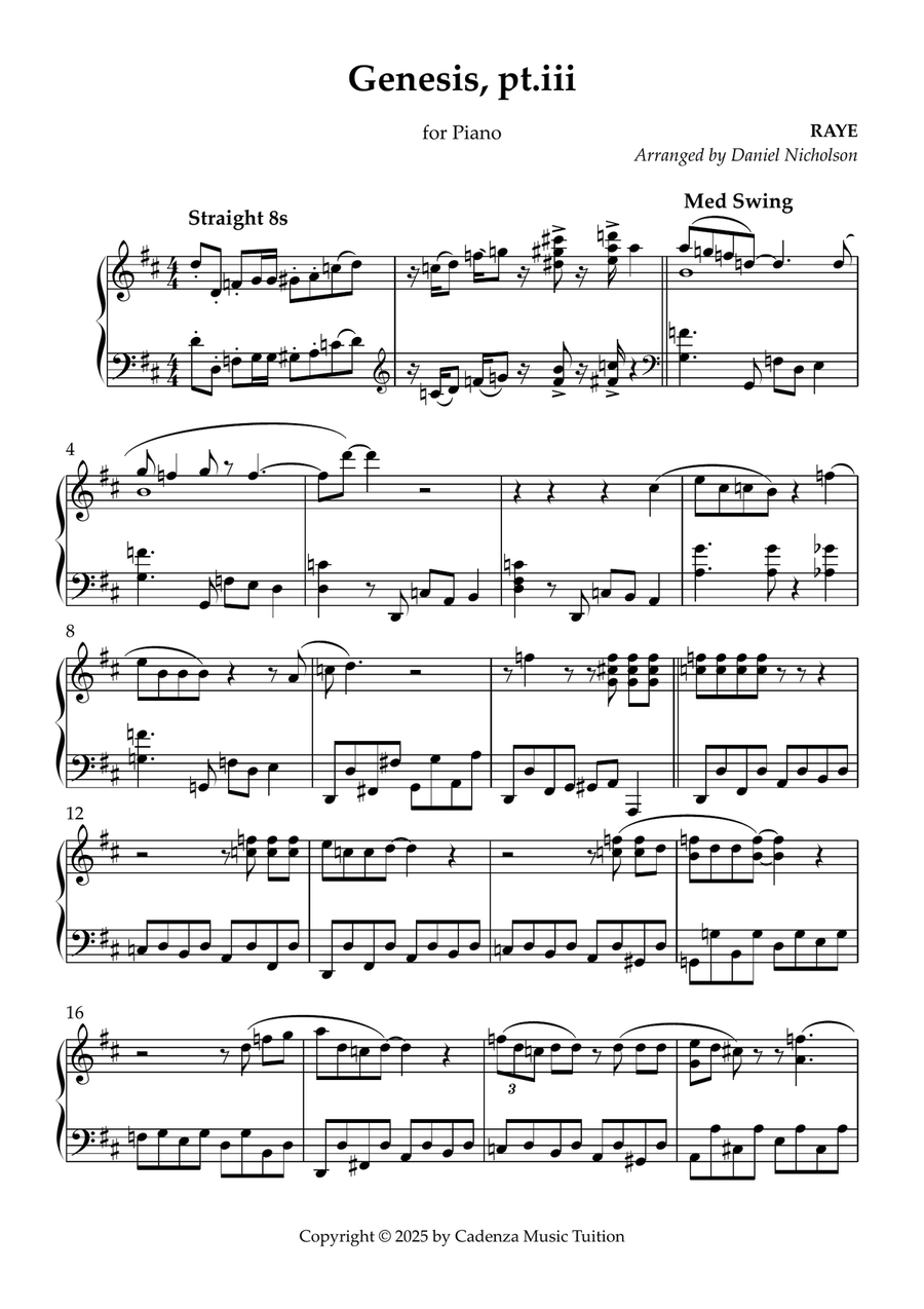Genesis Pt. III Genesis Pt. III Piano Solo scores gallery preview page 1