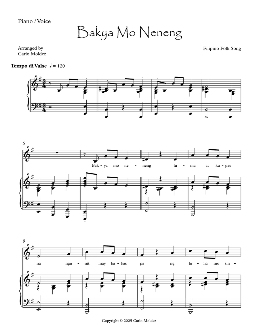 Bakya Mo Neneng Bakya Mo Neneng Piano, Vocal scores gallery preview page 2