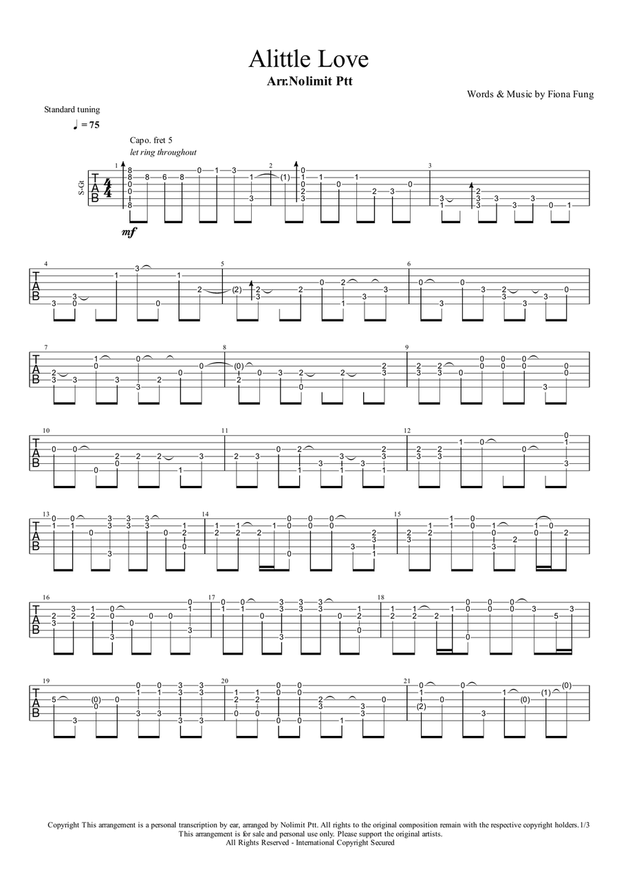 A Little Love Electric Guitar scores gallery preview page 1