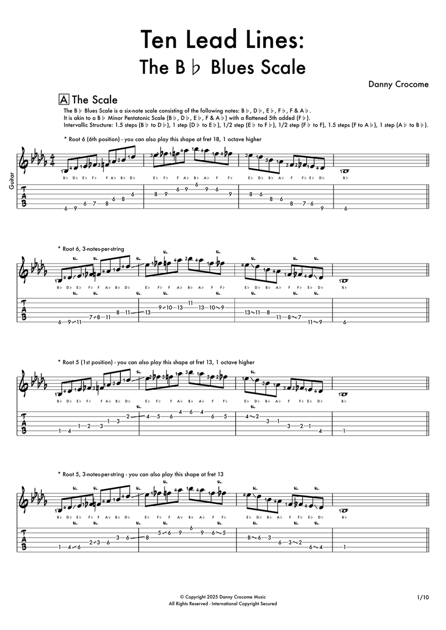 Ten Lead Lines: The Bb Blues Scale Electric Guitar scores gallery preview page 2