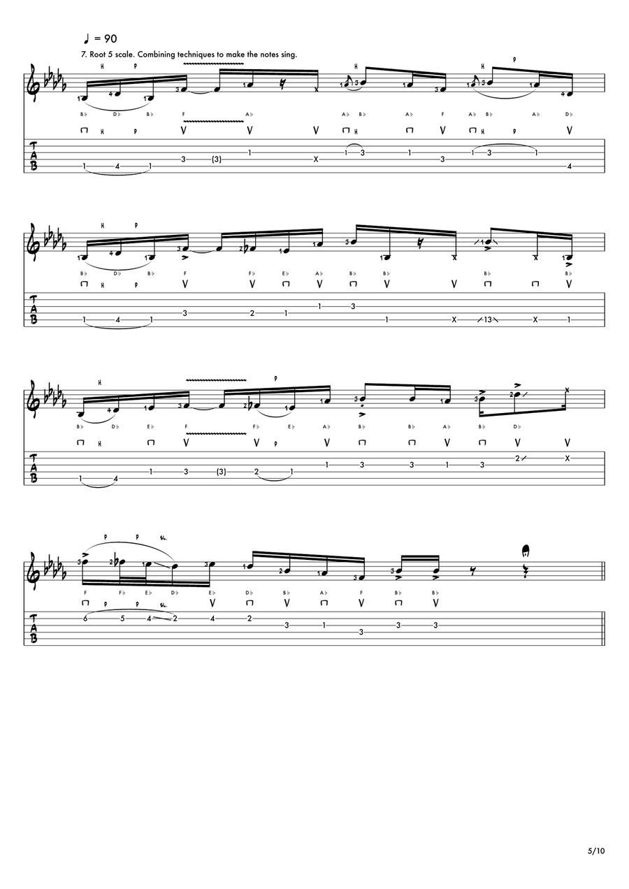 Ten Lead Lines: The Bb Blues Scale Electric Guitar scores gallery preview page 6