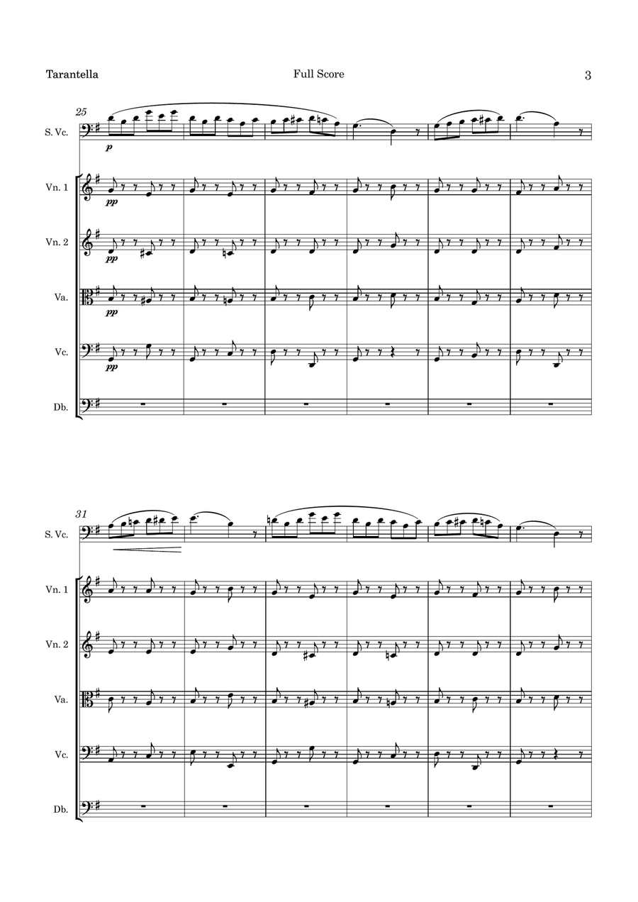 Popper Tarantella Op 33 for Cello & String Orchestra String Orchestra scores gallery preview page 4