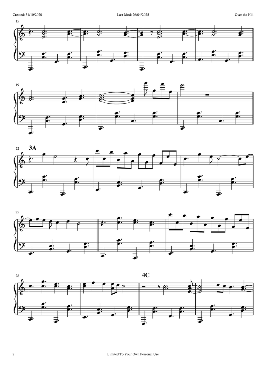 Over The Hill Over The Hill Piano Solo scores gallery preview page 2