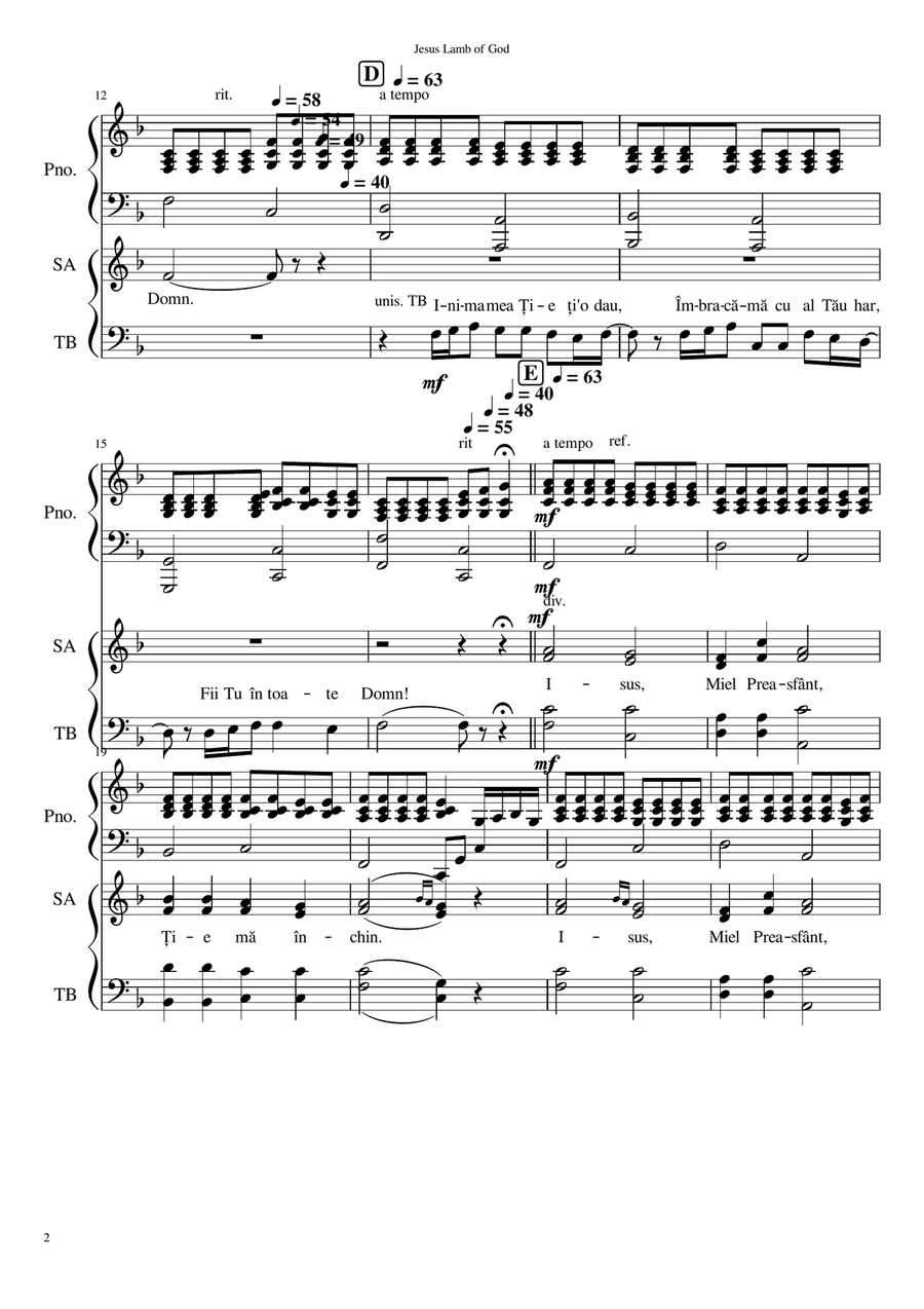 Jesus, Lamb of God Jesus, Lamb of God 4-Part scores gallery preview page 2