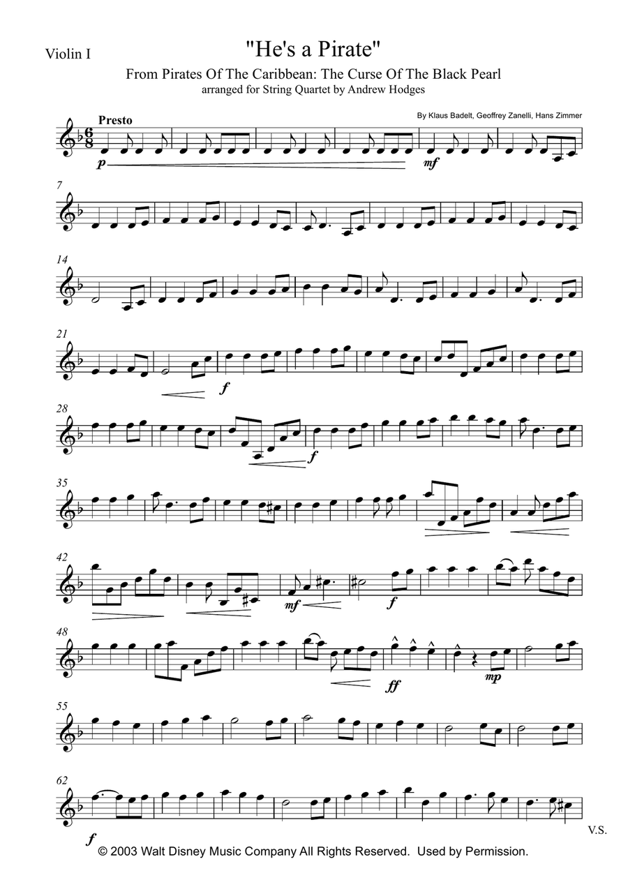 He's A Pirate String Quartet scores gallery preview page 6
