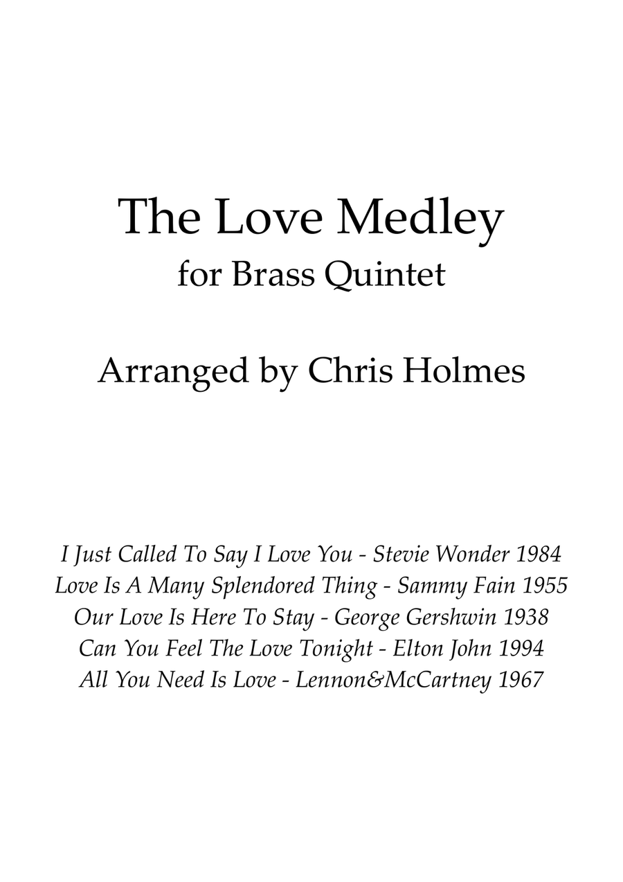Medley: I Just Called To Say I Love You with Love Is A Many-Splendored Thing, Can You Feel The Lo... Brass Ensemble scores gallery preview page 1