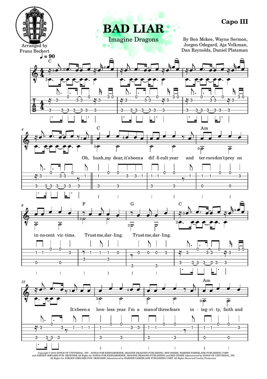 Bad Liar Bad Liar Acoustic Guitar scores gallery preview page 1