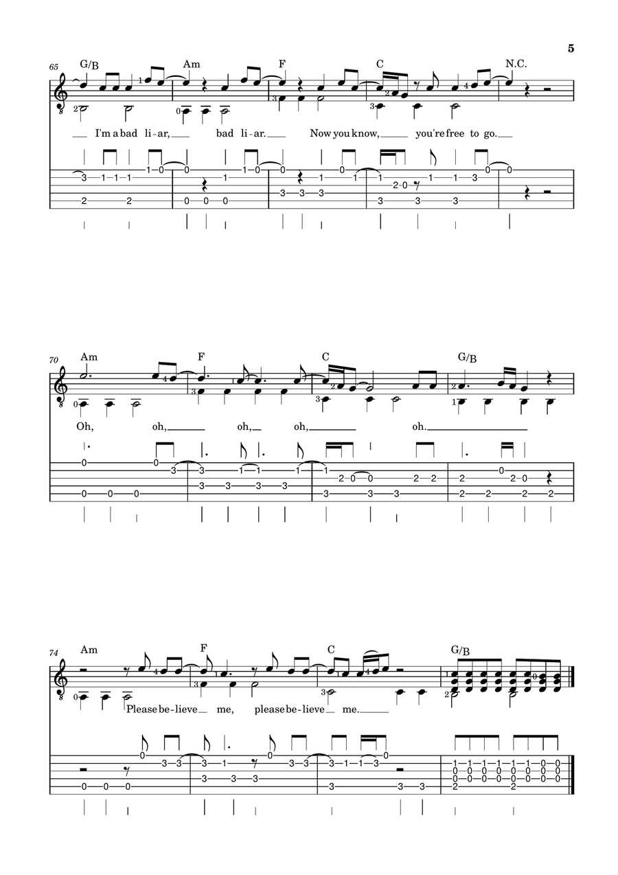 Bad Liar Bad Liar Acoustic Guitar scores gallery preview page 5