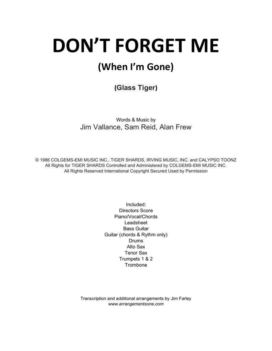 Don't Forget Me (When I'm Gone) Large Ensemble scores gallery preview page 1