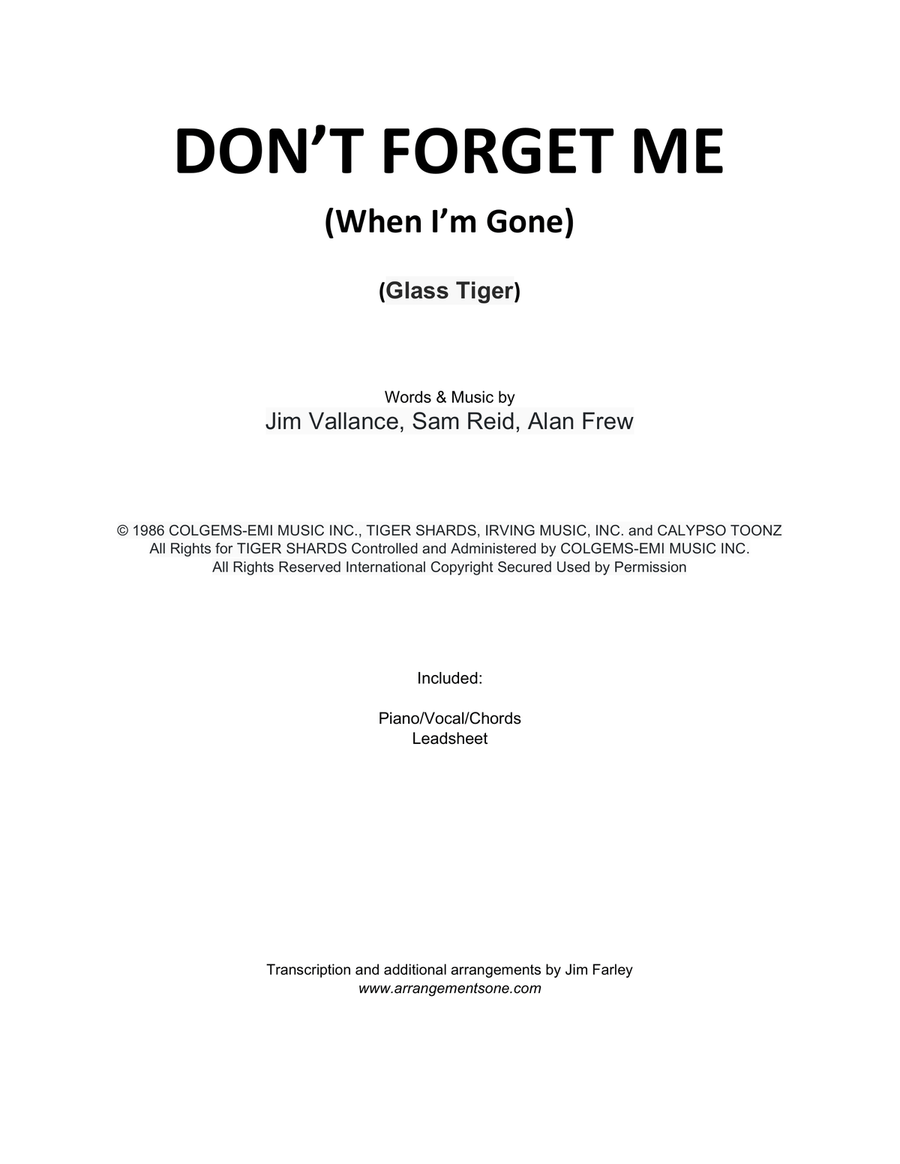 Don't Forget Me (When I'm Gone) Piano, Vocal scores gallery preview page 1