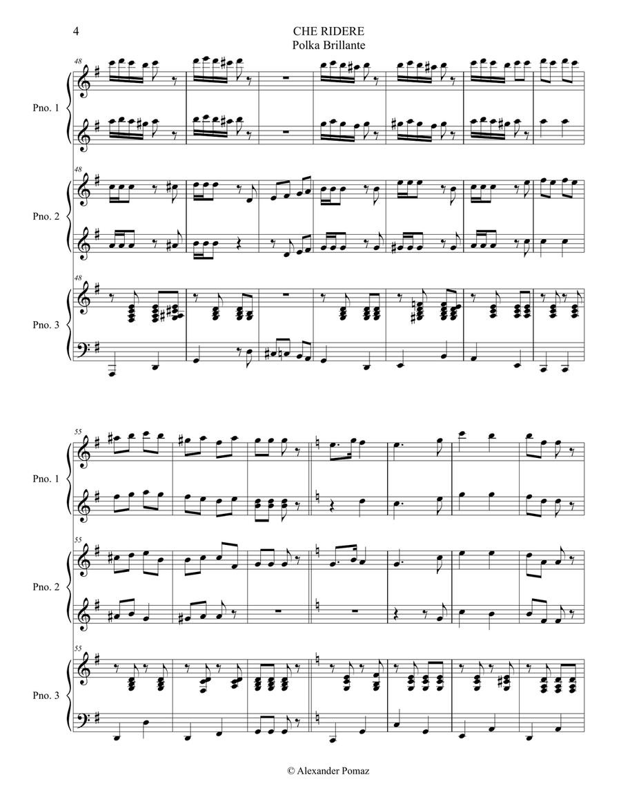 Che Ridere Polka - Ernesto Becucci - Alexander Pomaz - 6 Hands 1 Piano Piano Duet scores gallery preview page 4