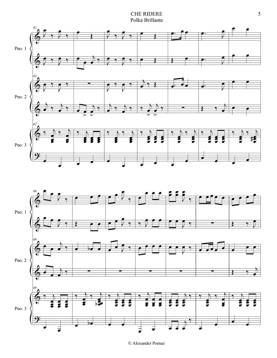 Che Ridere Polka - Ernesto Becucci - Alexander Pomaz - 6 Hands 1 Piano Piano Duet scores gallery preview page 5