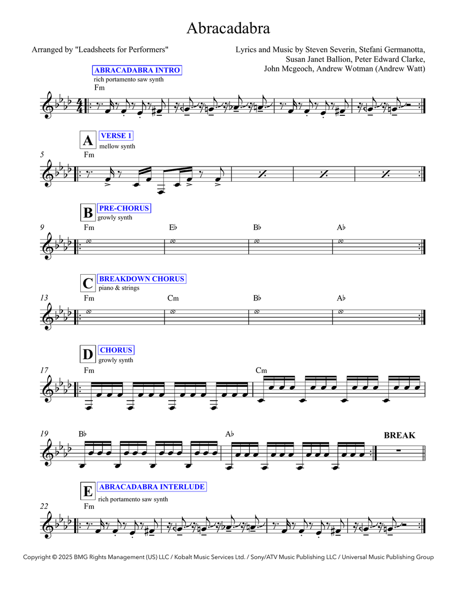 Abracadabra Piano scores gallery preview page 1