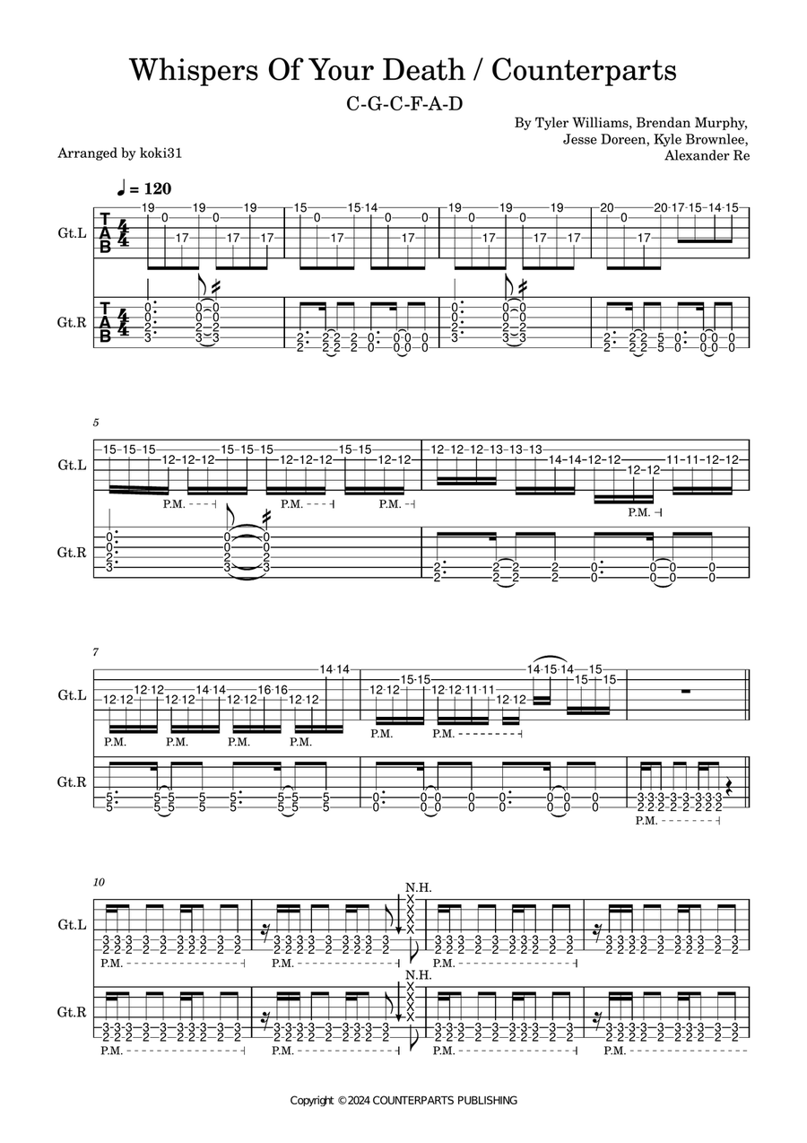 Whispers Of Your Death Whispers Of Your Death Guitar Tablature scores gallery preview page 1