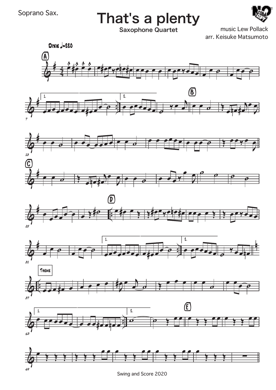 That' a plenty That' a plenty Saxophone Quartet scores gallery preview page 1